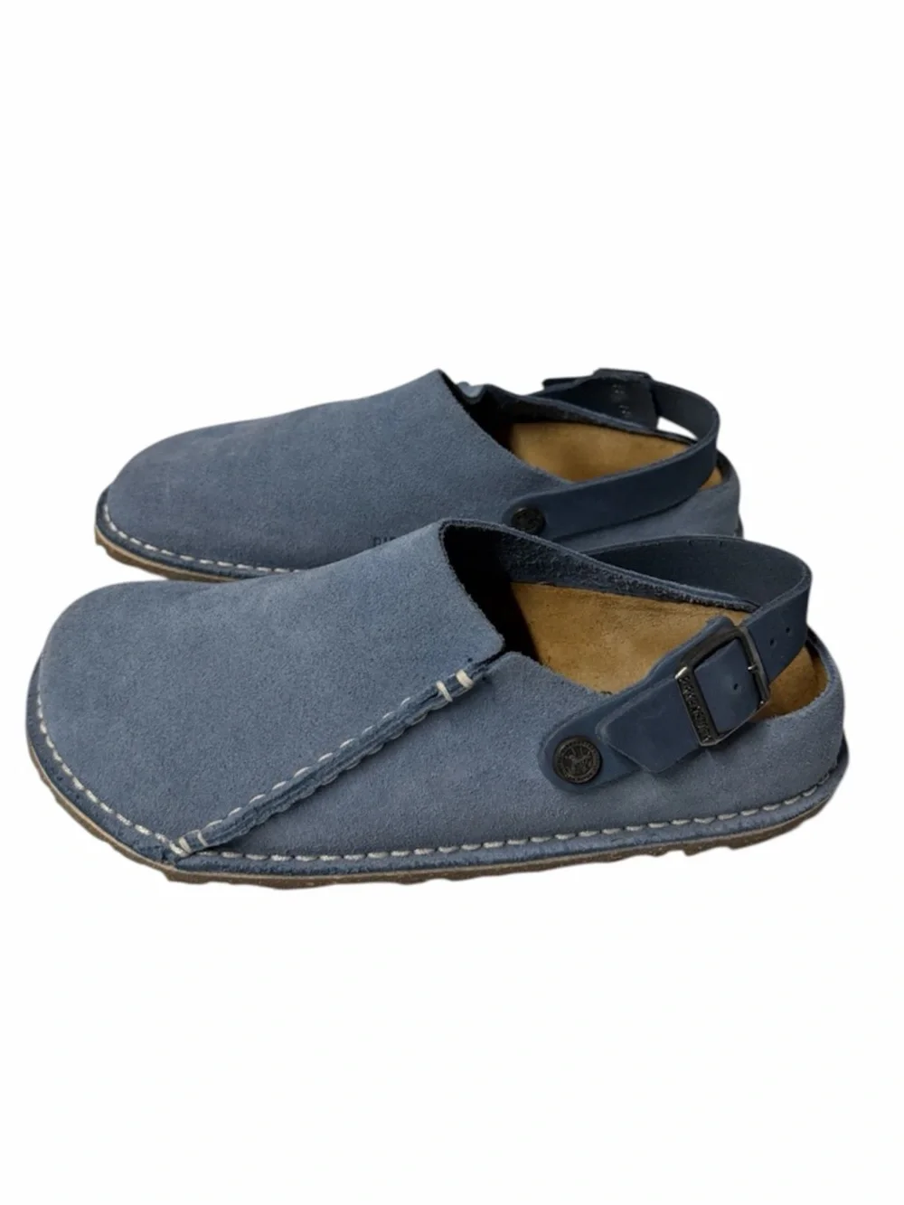 Birkenstock Lutry Premium Suede Clogs In Elemental Blue Size 39 - Picture 2 of 9